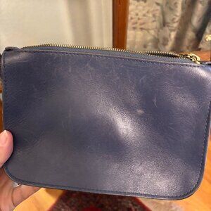 Purple, leather madewell square purse with shoulder strap